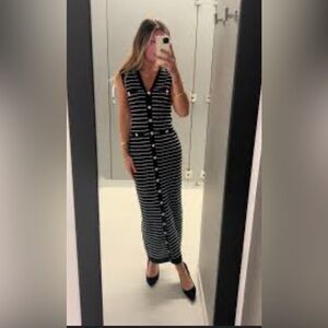 Commense Striped Black and White Maxi Dress